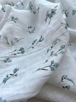 Ткань лён сорочечный с эффектом мятости "Незабудки” арт.7749 | Ellie Fabrics