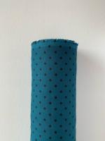 Ткань лён умягченный "горох на бирюзовом" костюмный арт. 476 | Ellie Fabrics