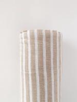 Льняная ткань умягченная "бежево-белая широкая полоска ПОПЕРЕЧНАЯ" костюмная арт. 38 | Ellie Fabrics