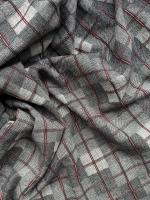 Ткань лён плотный "Серая клетка" с эффектом мятости арт.5855 | Ellie Fabrics