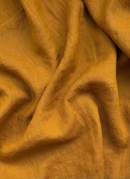 Ткань лён с эффектом мятости (крэш) "горчица” арт. 1345КР | Ellie Fabrics