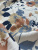 Ткань лён с эффектом мятости (крэш)  "Цветы"  арт. 7747 | Ellie Fabrics