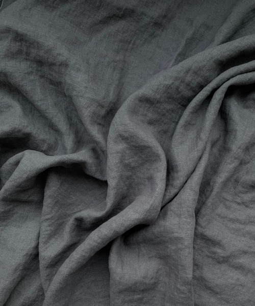 Ткань для шитья. Лён с эффектом мятости (крэш) "графит”  шир.143 см, 175 гр., арт. 1344КР | Ellie Fabrics