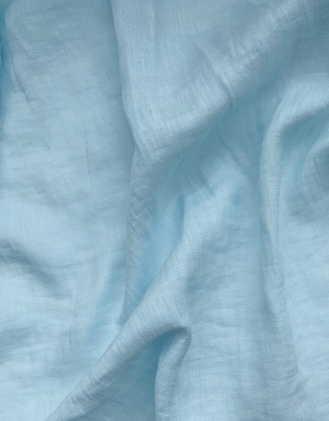 Ткань лён сорочечный с эффектом мятости "нежно-голубой” арт. 1431КР | Ellie Fabrics