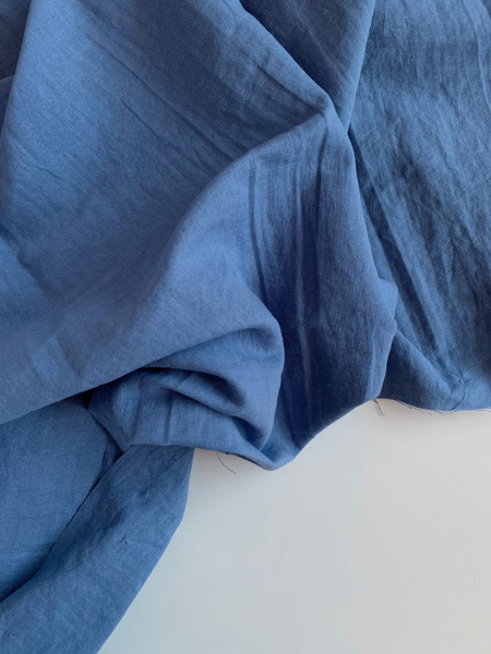 Ткань стираный полулён "синий” постельный арт.1379 | Ellie Fabrics