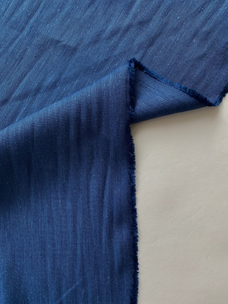 Ткань лён/ вискоза умягченная костюмная "синий" шир. 140 см, 190 гр.,  арт. 1357ЛВ | Ellie Fabrics
