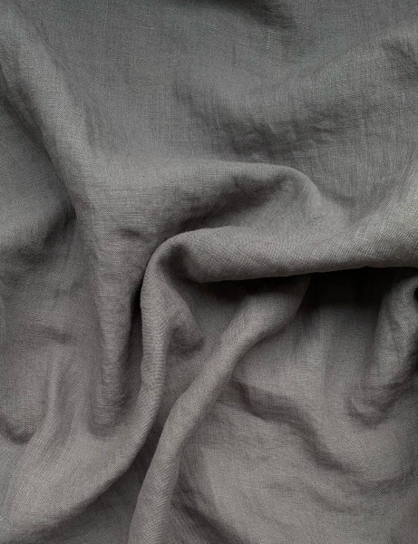 Ткань лён  для постельного "графит”  с эффектом мятости арт. 744КР | Ellie Fabrics